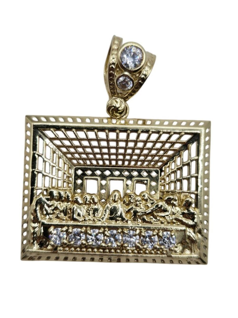 14K YG "The Last Supper" Rectangular Pendant (9296)